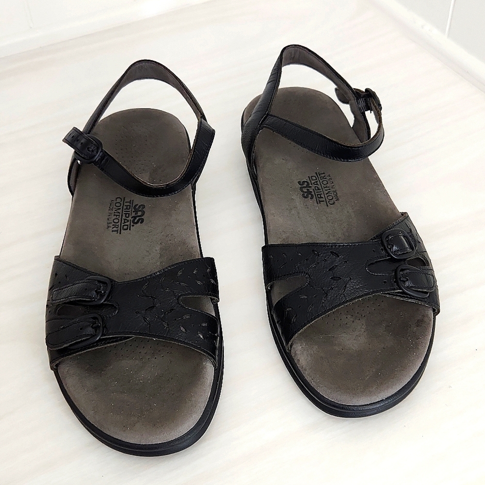 SAS Black Duo Quarter Strap Sandal 9.5M - Picture 2 of 12